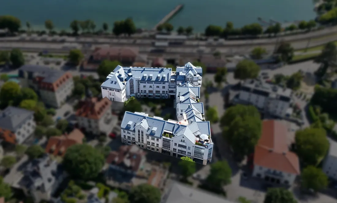 Luftaufnahme der See Arkaden in Starnberg